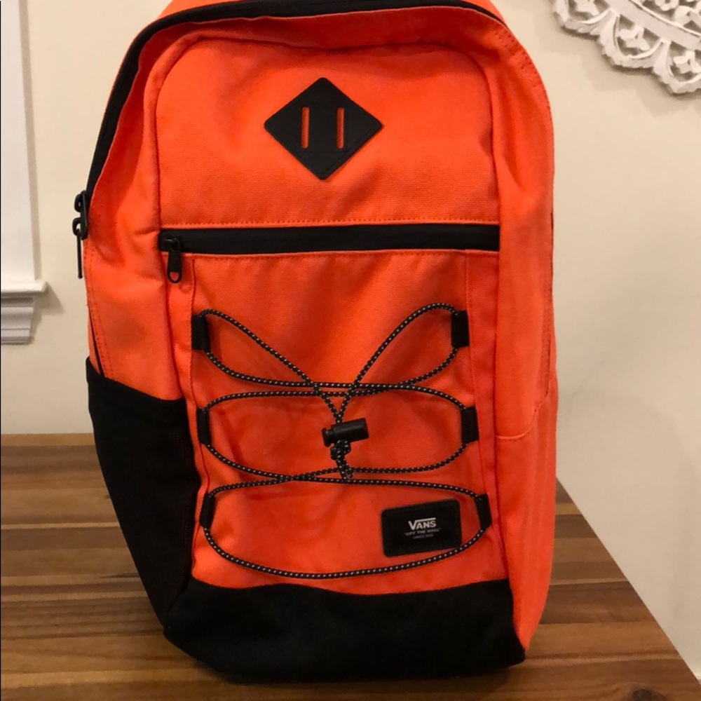 Vans orange and black backpack
